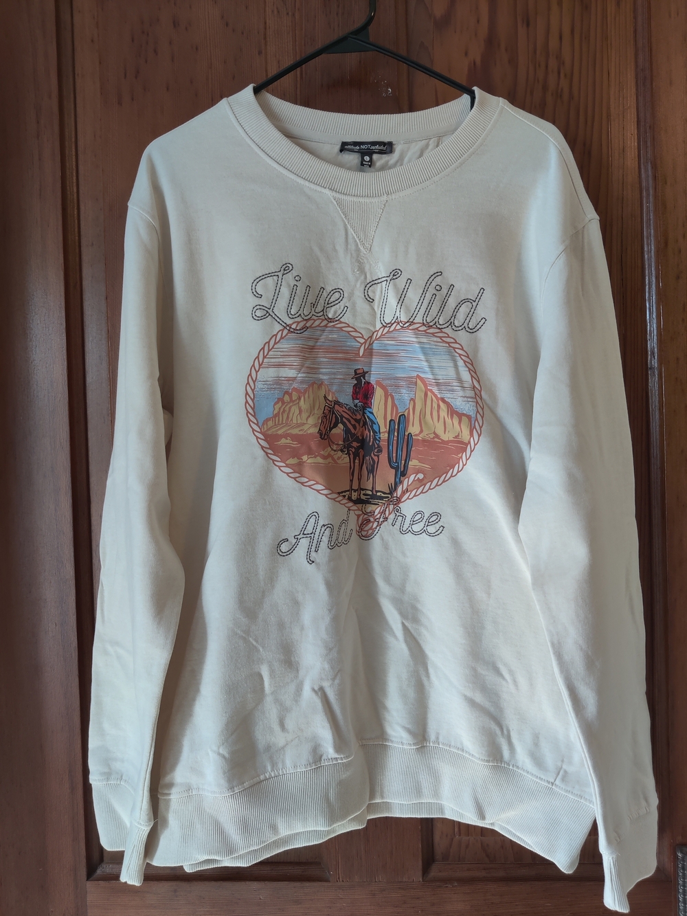 Live Wild And Free Cream Graphic Crewneck Sweatshirt